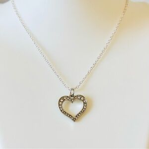 Elegant Silver Open Heart Necklace